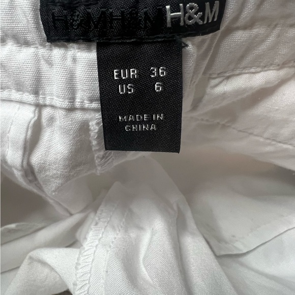 H&M bright white chino linen short Drawstring Waist 100% Cotton classic size 6 - Picture 7 of 9